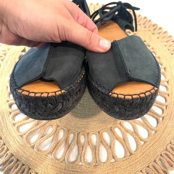 Naguisa Limolita Espadrilles Sandals Black Suede Size EU 37 - Picture 4 of 10
